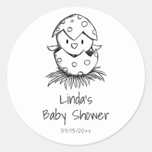 Cute Gender Neutral Bird Baby Shower Classic Round Sticker