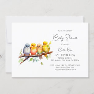 Cute Gender Neutral Bird Baby Shower  Invitation