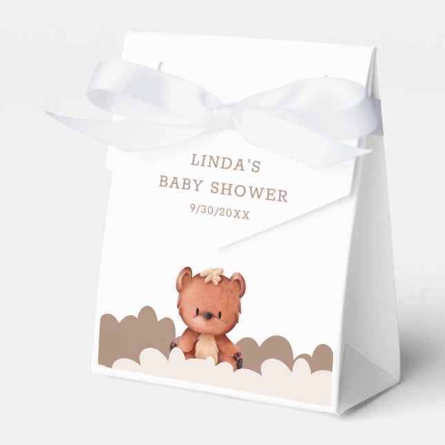Cute Gender Neutral Boho Bear Baby Shower Favour Box (Front Side)