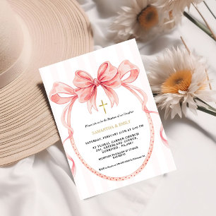 Cute Gender Neutral Coquette Baptism Invitation