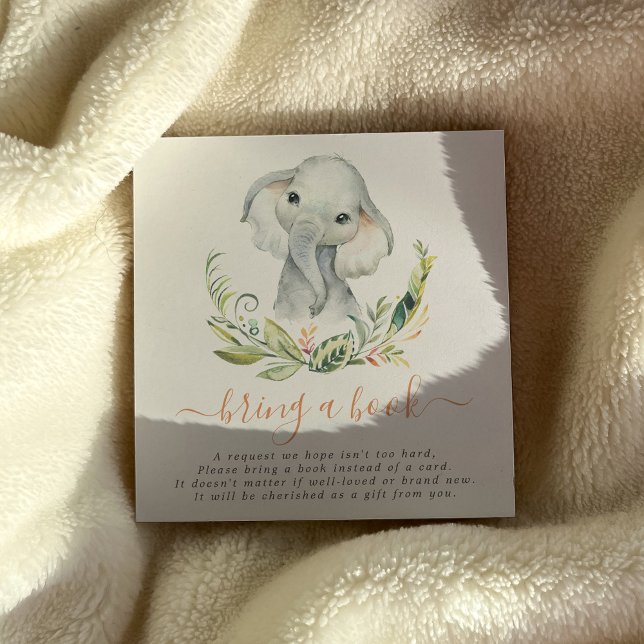 Cute Gender Neutral Elephant Bring A Book Enclosure Card (Creator Uploaded)