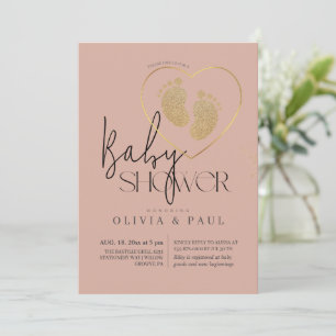 Cute Gender Neutral Feet Glitter Baby Shower  Invitation