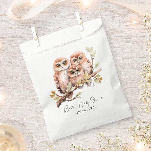 Cute Gender Neutral Owl Baby Shower  Favour Bags (Clipped)
