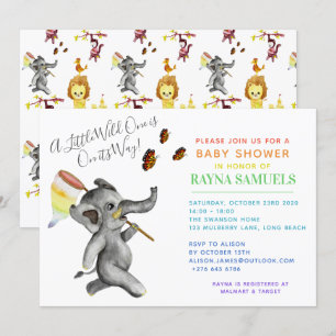 Cute Gender Neutral Safari Elephant Baby Shower Invitation
