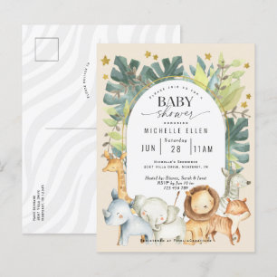 Cute gender neutral safari jungle animals modern  invitation postcard