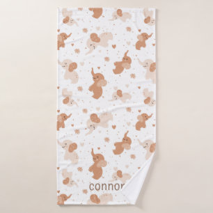 Cute Gender Neutral Watercolor Elephant Baby Bath Towel