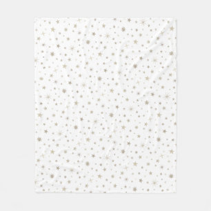      Cute Gender Neutral White Silver Star Elegant Fleece Blanket