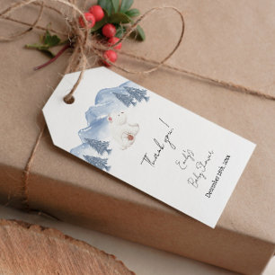 Cute Gender Neutral Winter Polar Bear Baby Shower Gift Tags