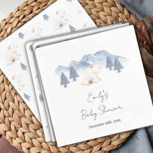 Cute Gender Neutral Winter Polar Bear Baby Shower Napkin