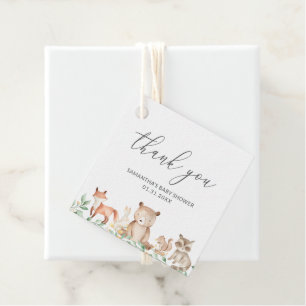 Cute Gender Neutral Woodland Animals Baby Shower Favour Tags