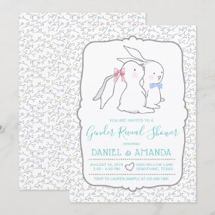 Cute Gender Reveal Baby Shower Invitations