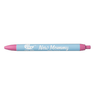 Cute gender reveal boy or girl's baby shower party blue ink pen