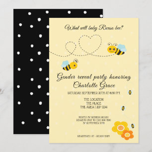 Cute Gender Reveal What Will Baby Bee Baby Shower Invitation
