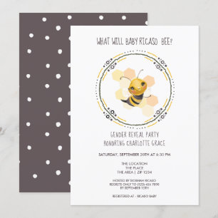 Cute Gender Reveal What Will Baby Bee Baby Shower Invitation