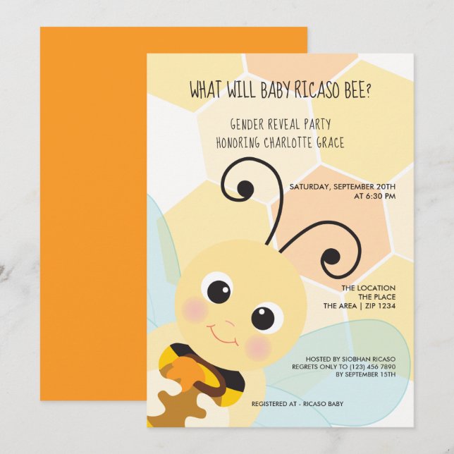 Cute Gender Reveal What Will Baby Bee Baby Shower Invitation (Front/Back)