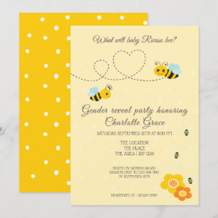 Cute Gender Reveal What Will Baby Bee Baby Shower Invitation