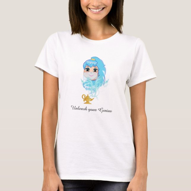 Cute genius in light blue and magic lamp T-Shirt (Front)