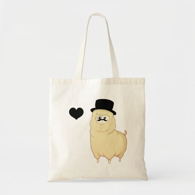 Cute Gentleman Alpaca Tote Bag (Front)