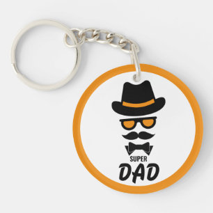 Cute Gentleman Face With Moustaches, Hat, sunglass Key Ring