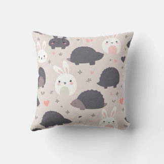 Cute Geometric Animals in Pastel Cushion