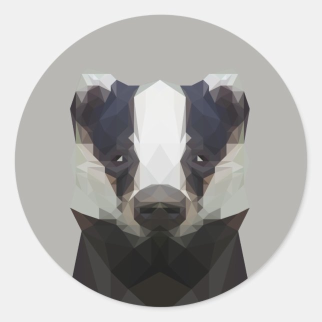 Cute geometric badger classic round sticker (Front)
