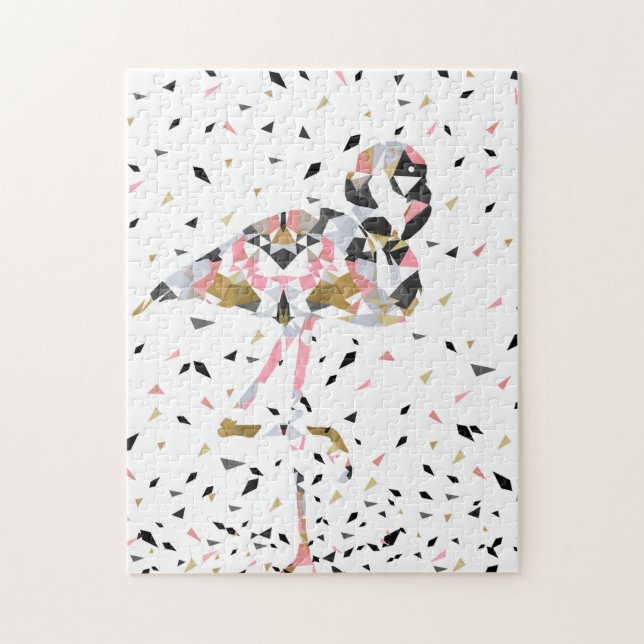Cute geometric Flamingo abstract design Jigsaw Puzzle (Vertical)