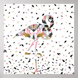 Cute geometric Flamingo abstract design Poster