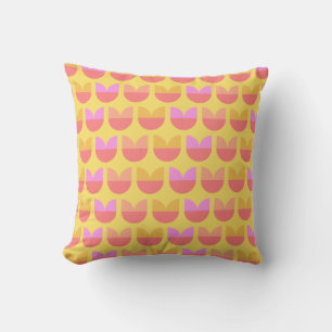 Cute Geometric Flower Pattern in Yellow and Pink Cushion