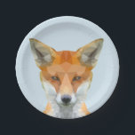 Cute geometric fox blue paper plate<br><div class="desc">Make party tables pop with these modern geometric fox paper plates, featuring a friendly low poly orange fox on a soft blue background. Personalise the background colour to match any theme perfect for fox fetes, woodland parties, baby showers, or animal loving picnics. Eye catching and fun, they add playful personality...</div>