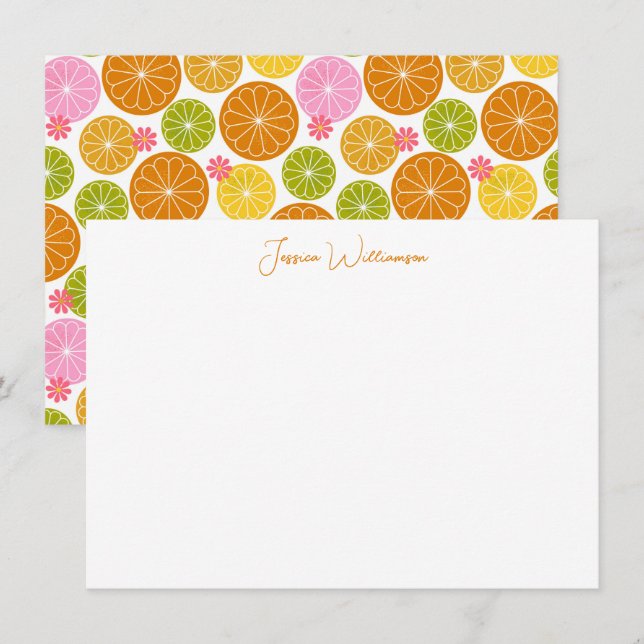 Cute Geometric Fruit Personalised Stationery Name Card (Front/Back)