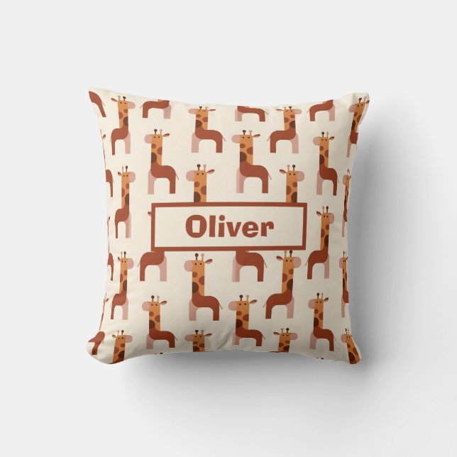 Cute Geometric Giraffe Pattern Cushion (Front)