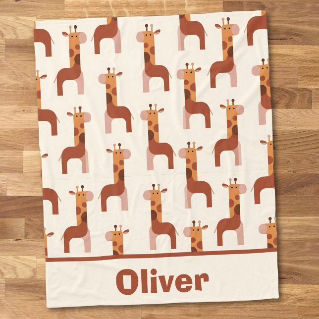 Cute Geometric Giraffe Pattern Fleece Blanket (Creator Uploaded)