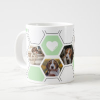 Cute Geometric Heart Paw Green Dog Photo Keepsake