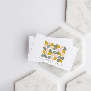 Cute Geometric Minimalist Blush Yellow and Grey Business Card