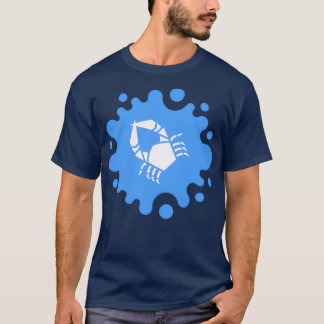 Cute Geometric Origami Crab on a Blue Splash T-Shirt