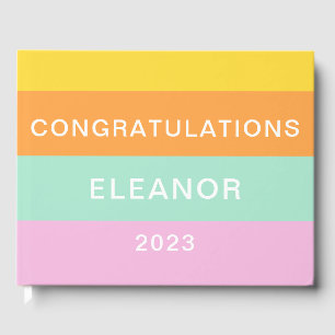 Cute Geometric Pastel Colour Block Personalised Guest Book