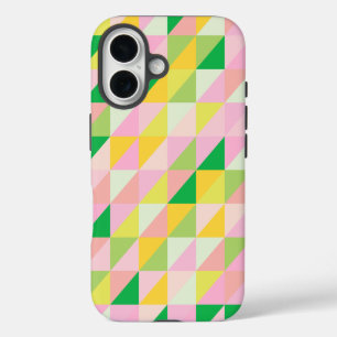 Cute Geometric Patchwork Pattern in Spring Colours iPhone 16 Case