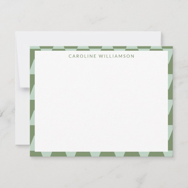 Cute Geometric Pattern in Green Personalised Name Card (Front)