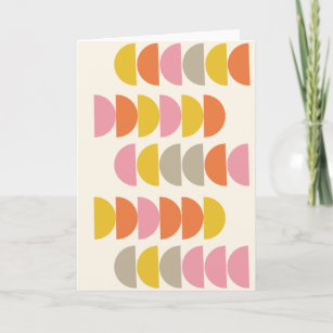 Cute Geometric Pattern in Pink Yellow and Orange Card