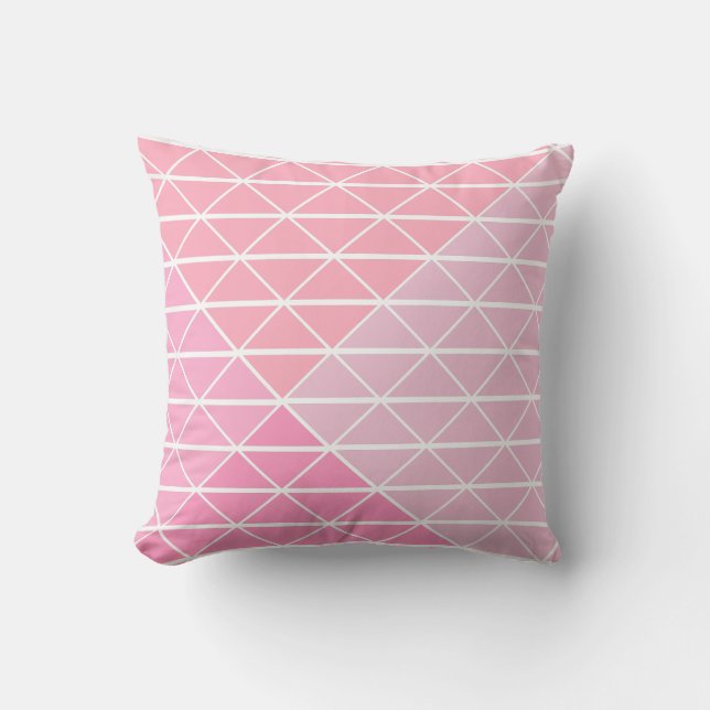 Cute Geometric Pattern of Triangles in Pink Cushion (Front)