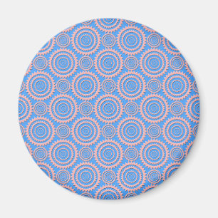Cute Geometric Pattern Pink Circles over Blue Magnet