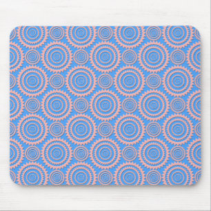 Cute Geometric Pattern Pink Circles over Blue Mouse Mat