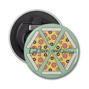 Cute Geometric Pizza Lovers Beer Bottle Opener