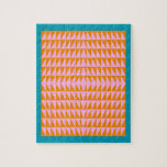 Cute Geometric Shape Pattern Pink Orange Turquoise Jigsaw Puzzle<br><div class="desc">A fun,  colourful bold geometric triangle pattern graphic design in bright colours of turquoise blue,  orange,  and pink.</div>