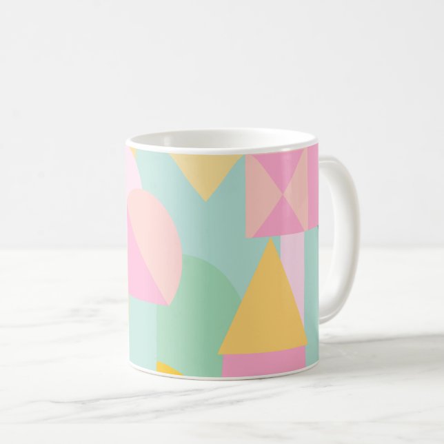 Cute Geometric Shapes Collage in Spring Pastels Coffee Mug (Front Right)