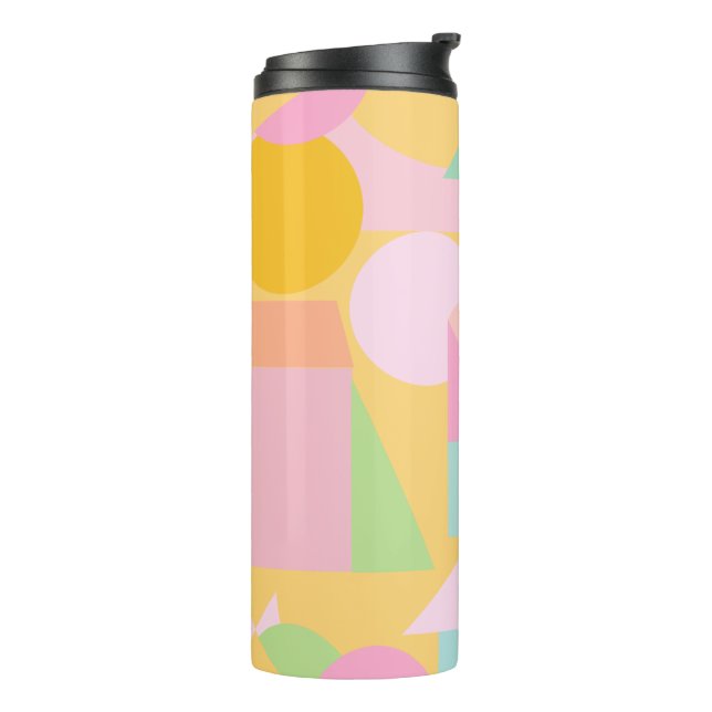 Cute Geometric Shapes Collage in Spring Pastels Thermal Tumbler (Rotated Left)