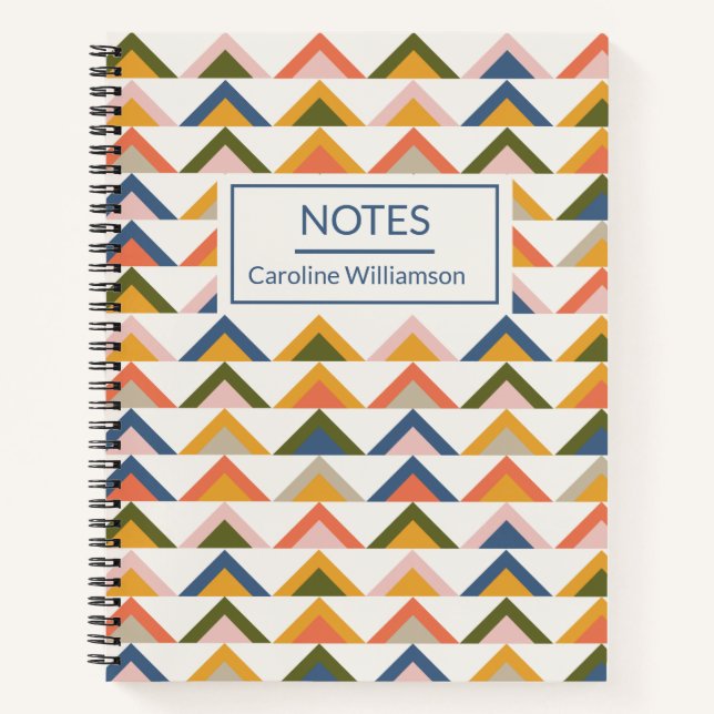 Cute Geometric Shapes Earthy Autumn Personalised Notebook (Front)