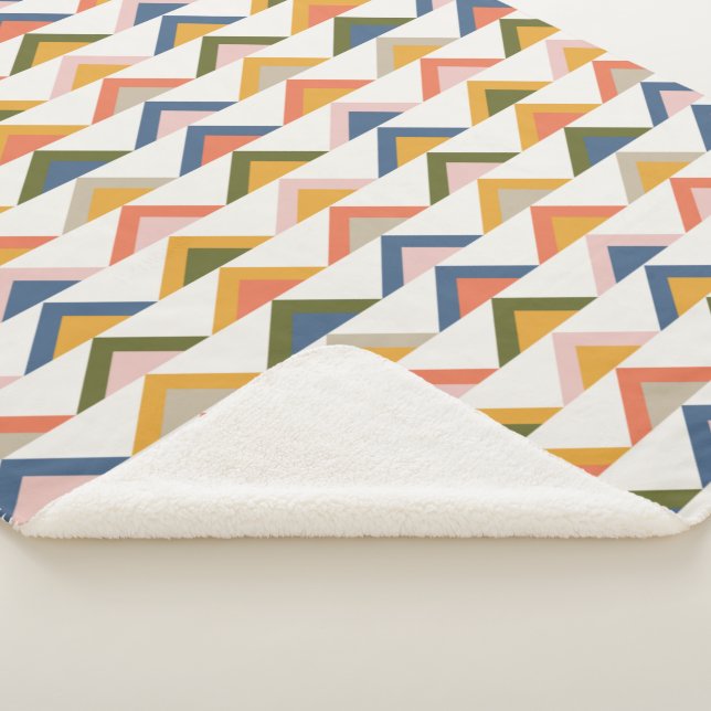 Cute Geometric Shapes in Earthy Autumn Colours Sherpa Blanket (3/4)
