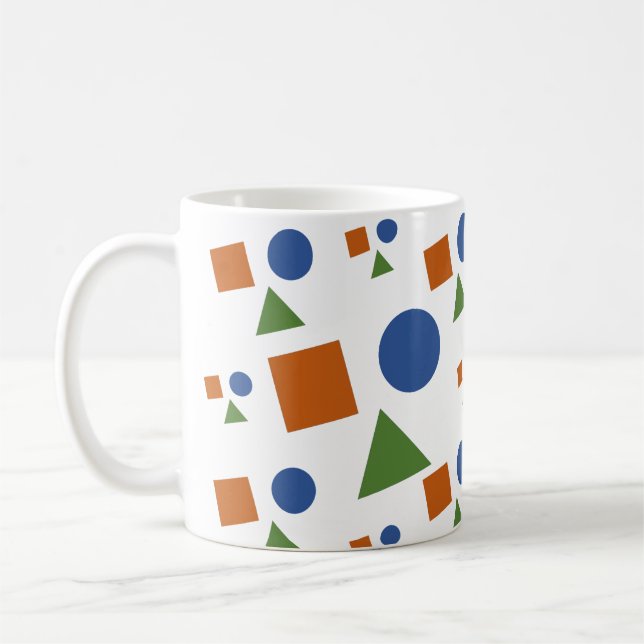 Cute Geometric Shapes Pattern in Soft Pastels Coffee Mug (Left)