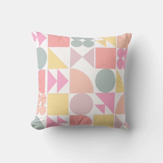 Cute Geometric Shapes Pattern in Soft Pastels Cushion (Front)